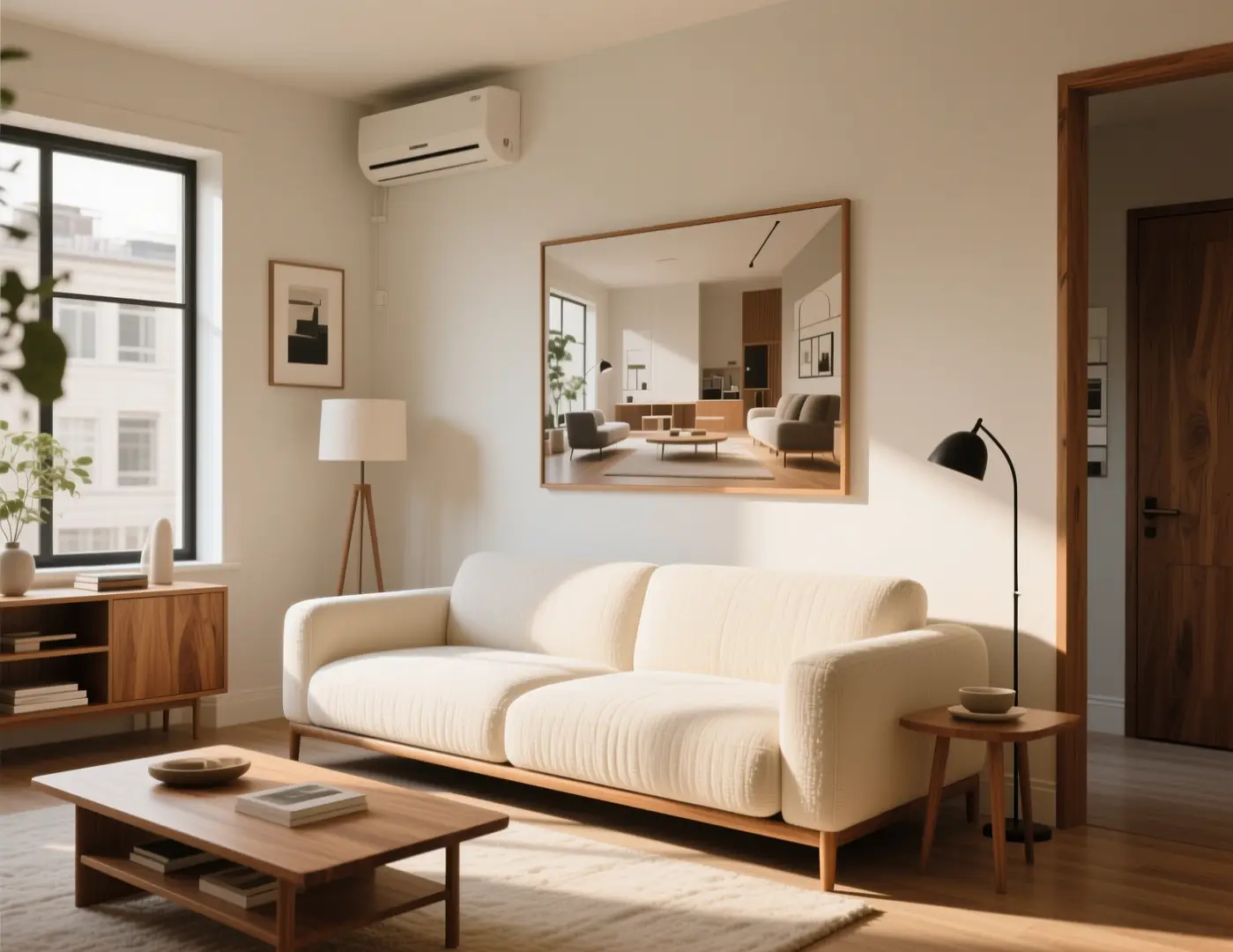 A quick room refresh concept with updated materials and a refined, premium-home aesthetic.